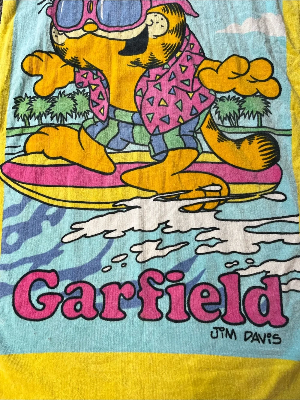 1978 vintage Garfield beach towel party 0825 animal Jim Davis 70s cat franco